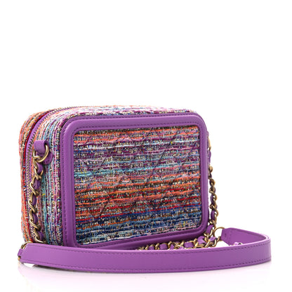 Chanel Tweed Lambskin CC Filigree Vanity Clutch With Chain Purple Multicolor 3 of 9