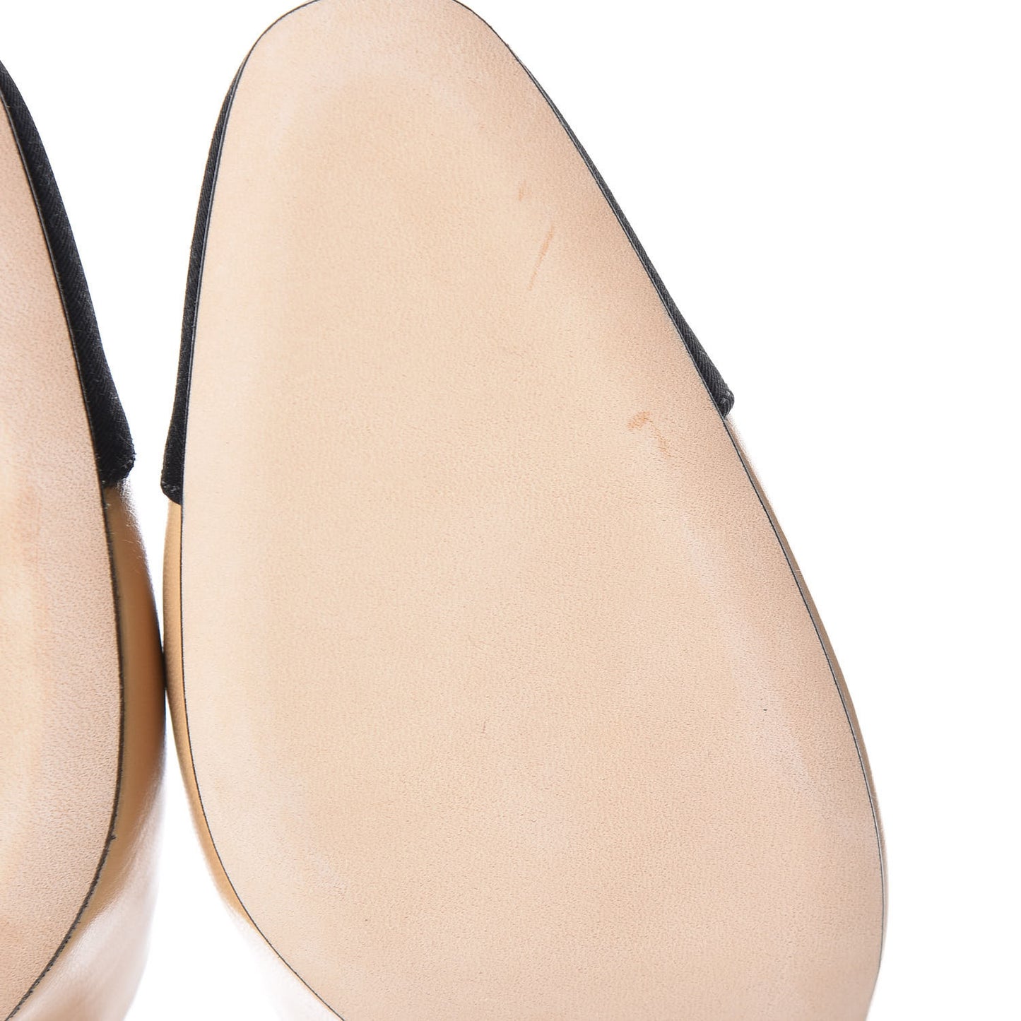 Goatskin Grosgrain Cap Toe CC Slingback Pumps 37.5 Beige Black