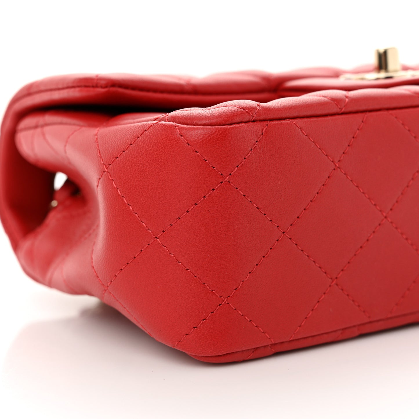 Lambskin Quilted Mini Rectangular Flap Red