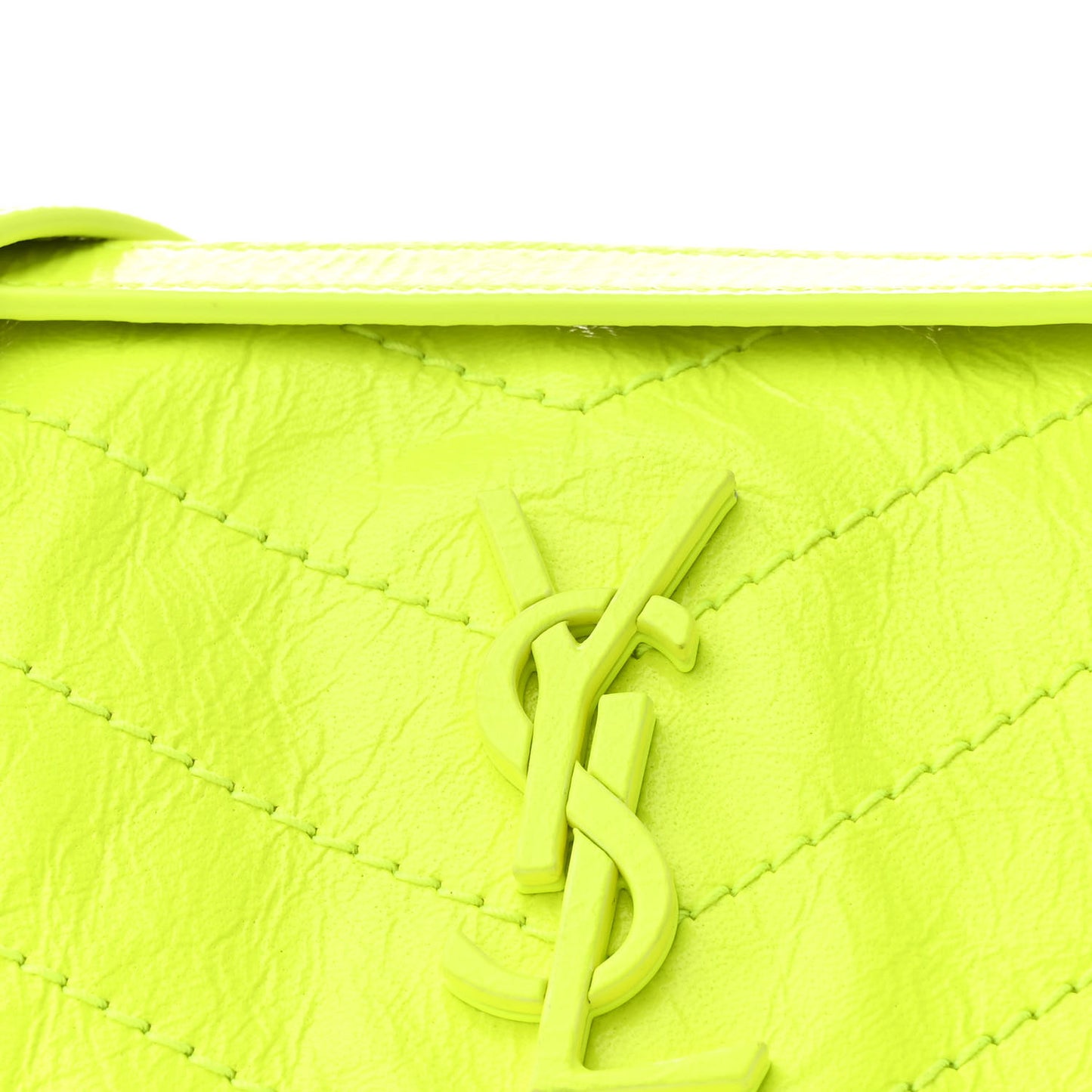 Crinkled Calfskin Matelasse Monogram Baby Niki Chain Satchel Flou Yellow