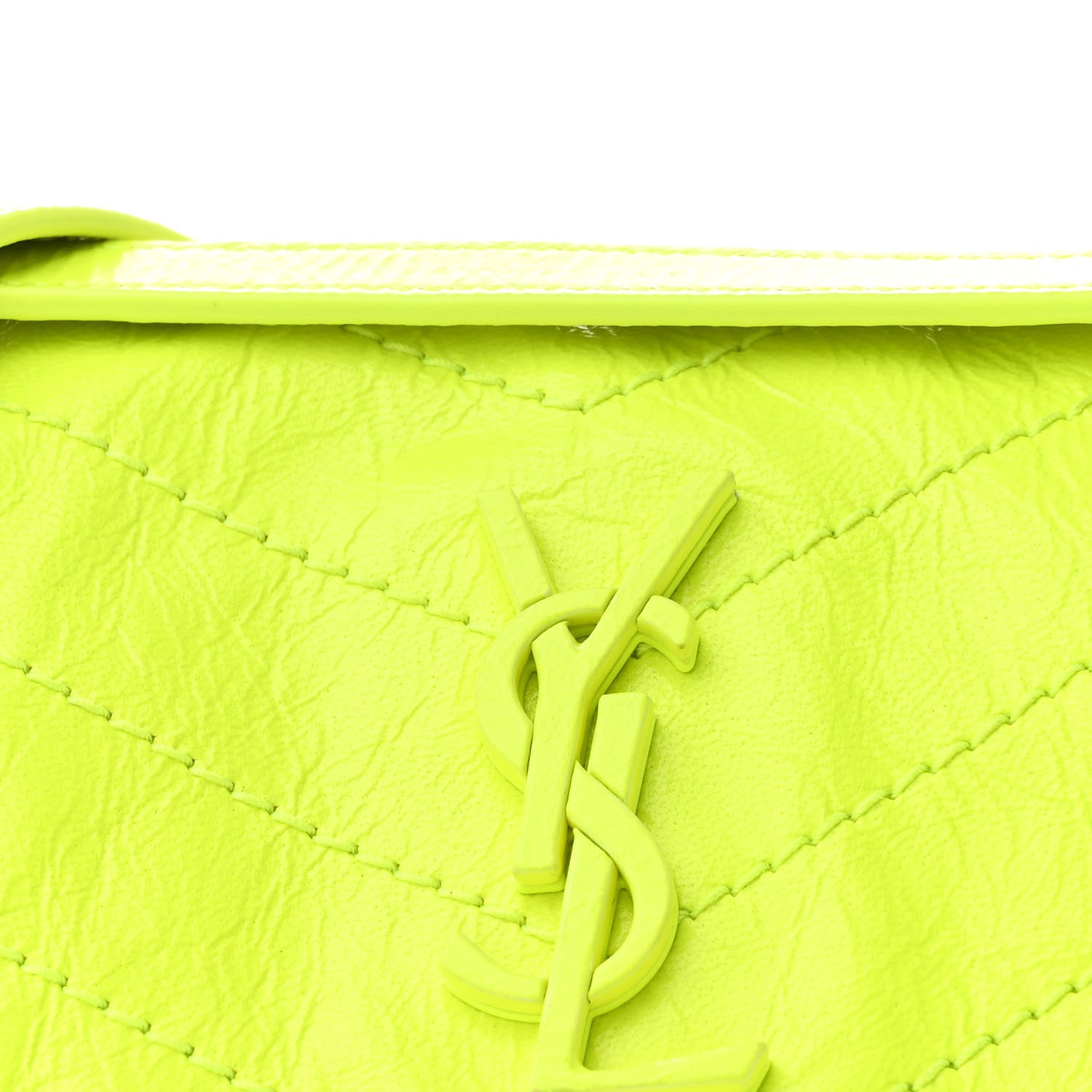 Saint Laurent Crinkled Calfskin Matelasse Monogram Baby Niki Chain Satchel Flou Yellow 8 of 12