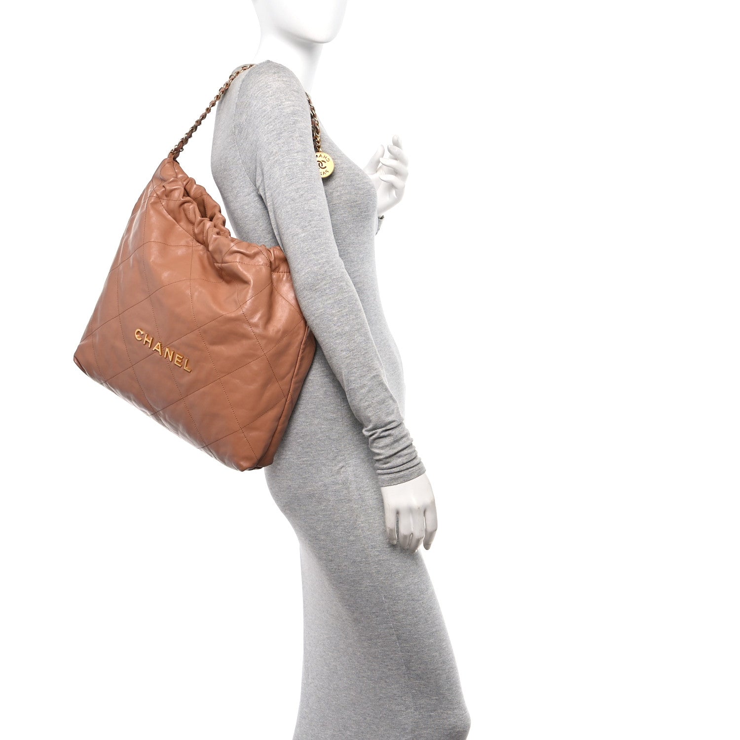 Chanel Shiny Calfskin Quilted Small Chanel 22 Camel 2 of 11