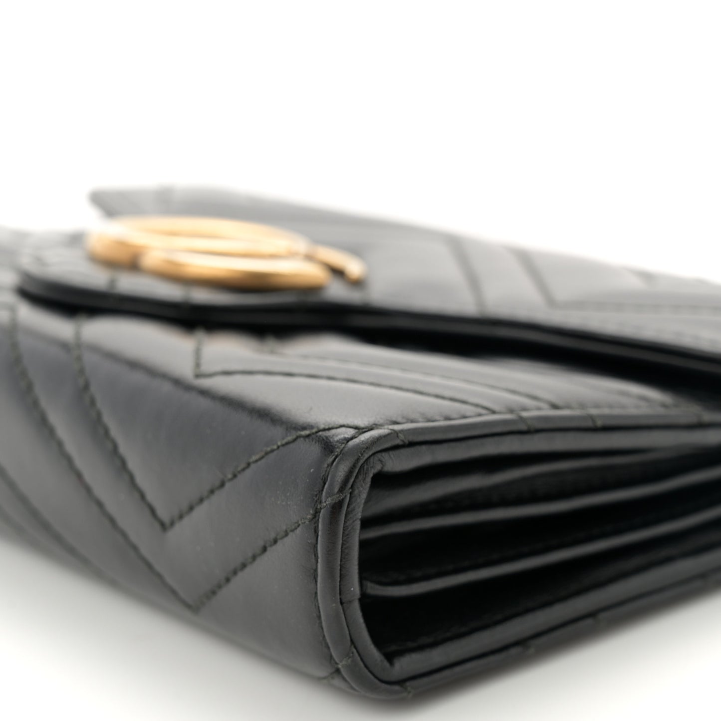 Calfskin Matelasse GG Marmont Chain Wallet Black