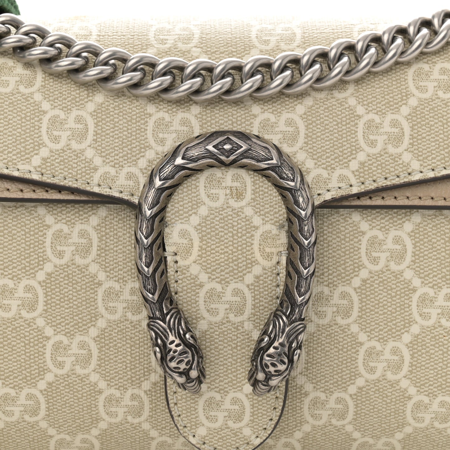 GG Supreme Monogram Textured Dollar Calfskin Dionysus Small Shoulder Bag Beige Mystic White Oatmeal
