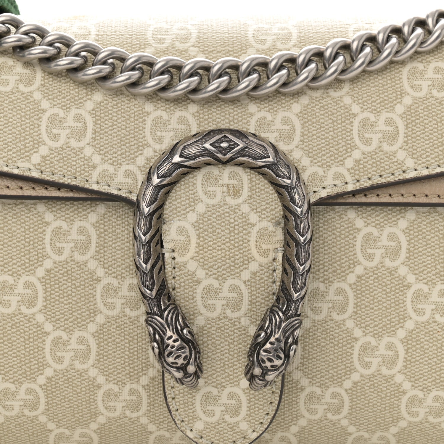 Gucci GG Supreme Monogram Textured Dollar Calfskin Dionysus Small Shoulder Bag Beige Mystic White Oatmeal 9 of 12