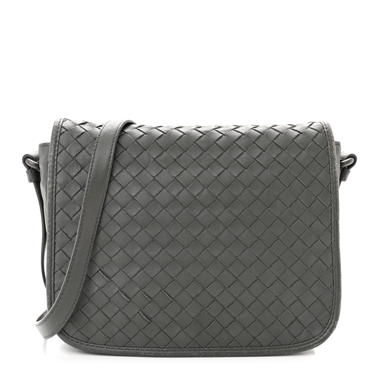 Nappa Intrecciato Mini Flap Crossbody Light Grey