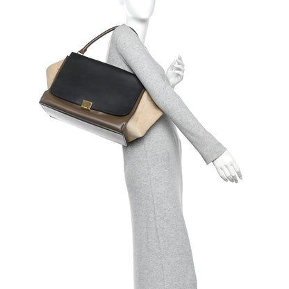 Celine Calfskin Suede Tri-color Large Trapeze Olive 2 of 16