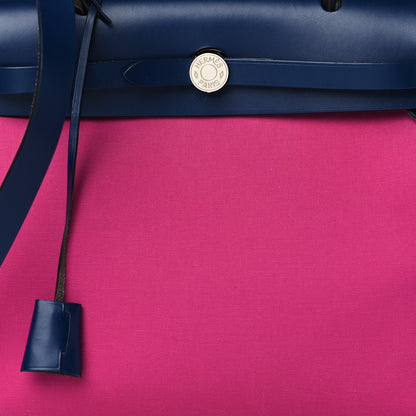 Hermes Vache Hunter Toile Herbag Zip 31 PM Magnolia Bleu Saphir 8 of 12