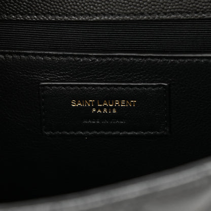 Saint Laurent Grain De Poudre Textured Mixed Matelasse Triquilt Medium Monogram Satchel Black 6 of 8