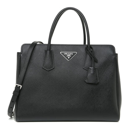 Prada Saffiano Cuir Medium Tote Black Fuoco 1 of 15