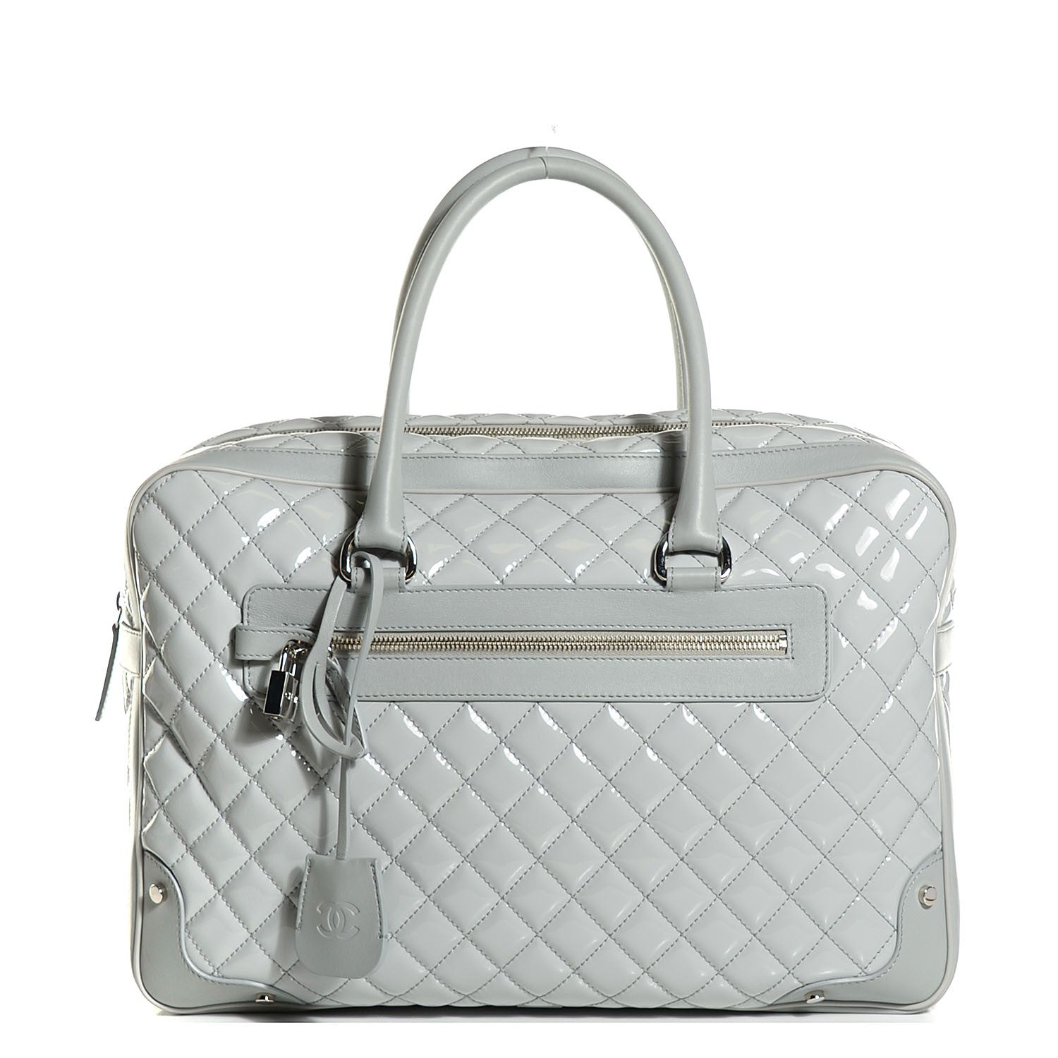 Chanel Vinyl Calfskin Viaggio Travel Bag Light Grey 1 of 8
