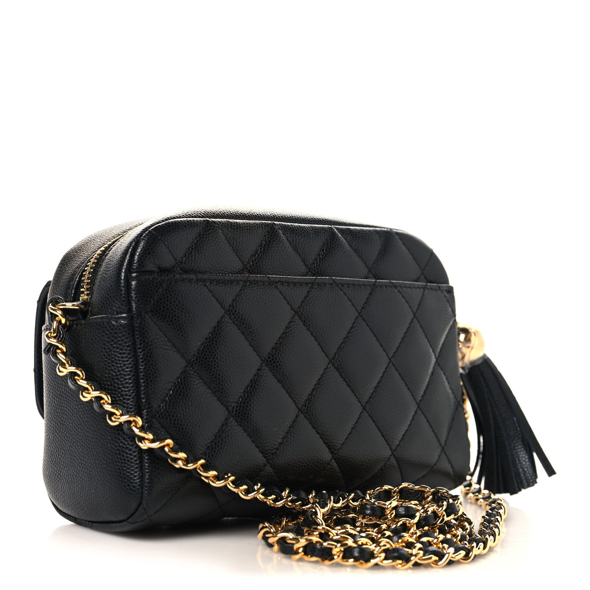 Caviar Quilted Paris Hangzhou Tassel Camera Case Black