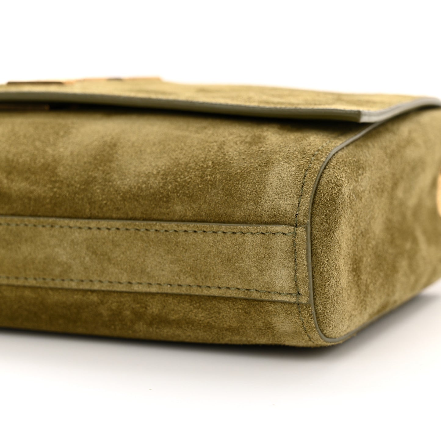 Smooth Calfskin Suede Small Reversible Monogram Kate Satchel Loden Green