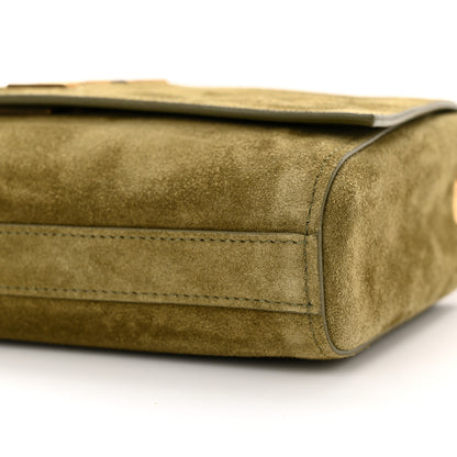 Saint Laurent Smooth Calfskin Suede Small Reversible Monogram Kate Satchel Loden Green 9 of 10