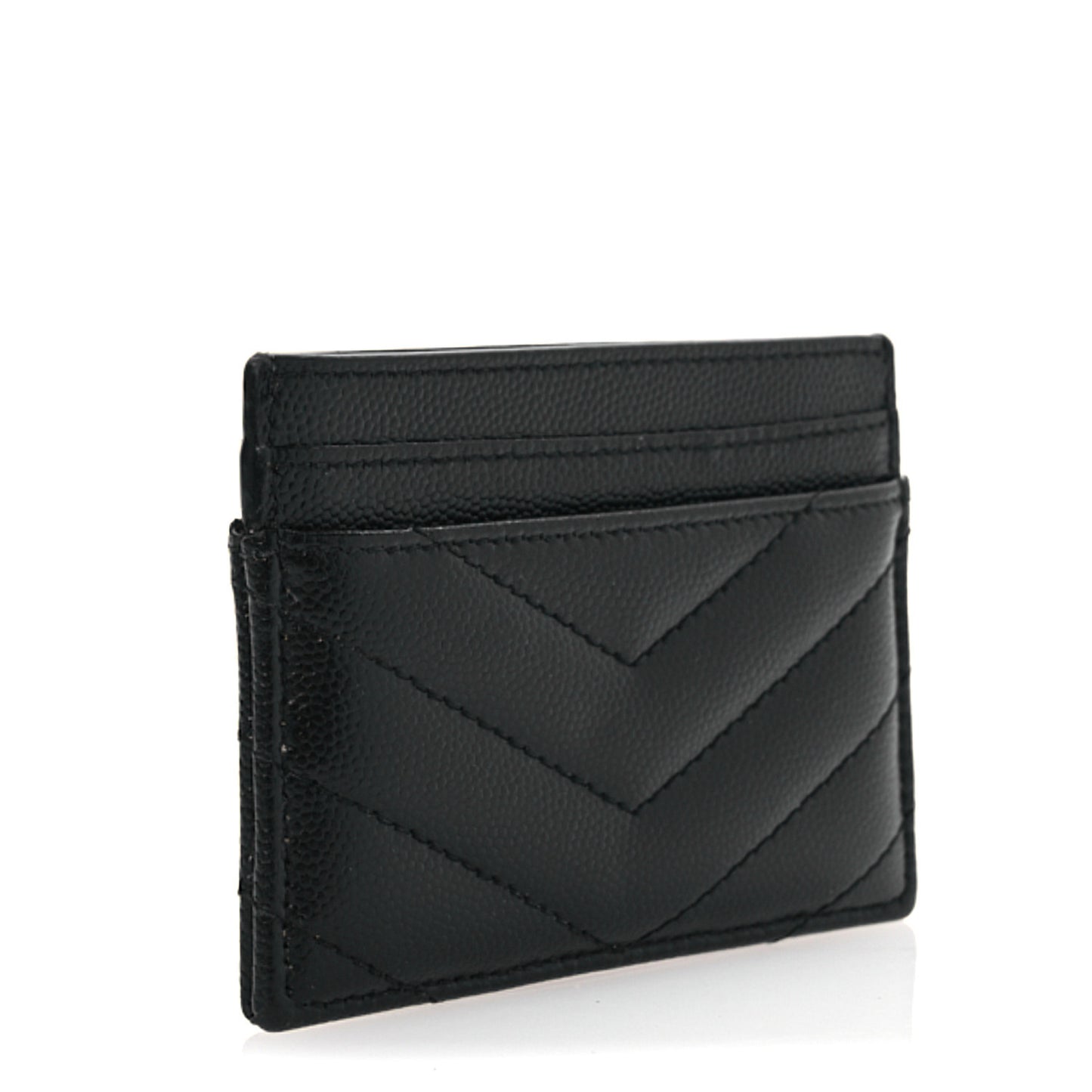 Grain De Poudre Matelasse Chevron Monogram Credit Card Case Black