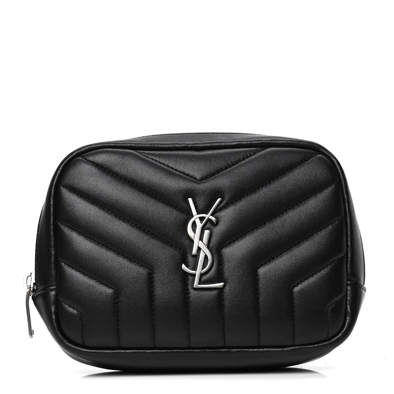 Saint Laurent Lambskin Y Quilted Monogram Loulou Cosmetic Case Black 1 of 6