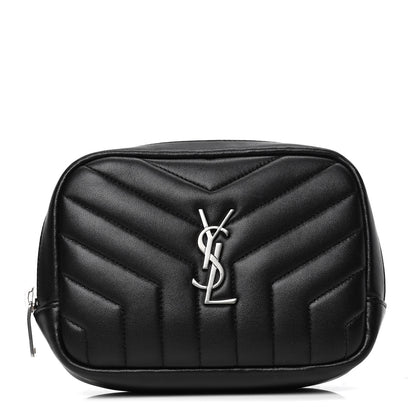 Saint Laurent Lambskin Y Quilted Monogram Loulou Cosmetic Case Black 1 of 6
