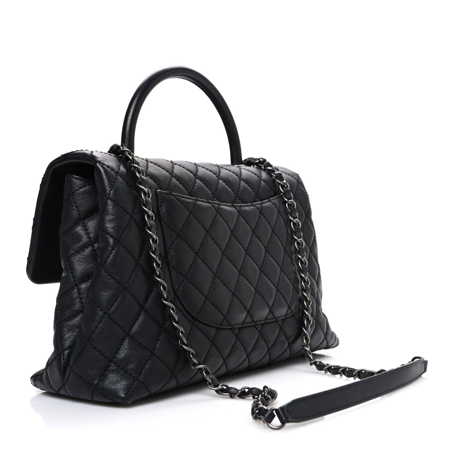 Chanel Caviar Quilted Medium Coco Handle Flap Black 3 of 10