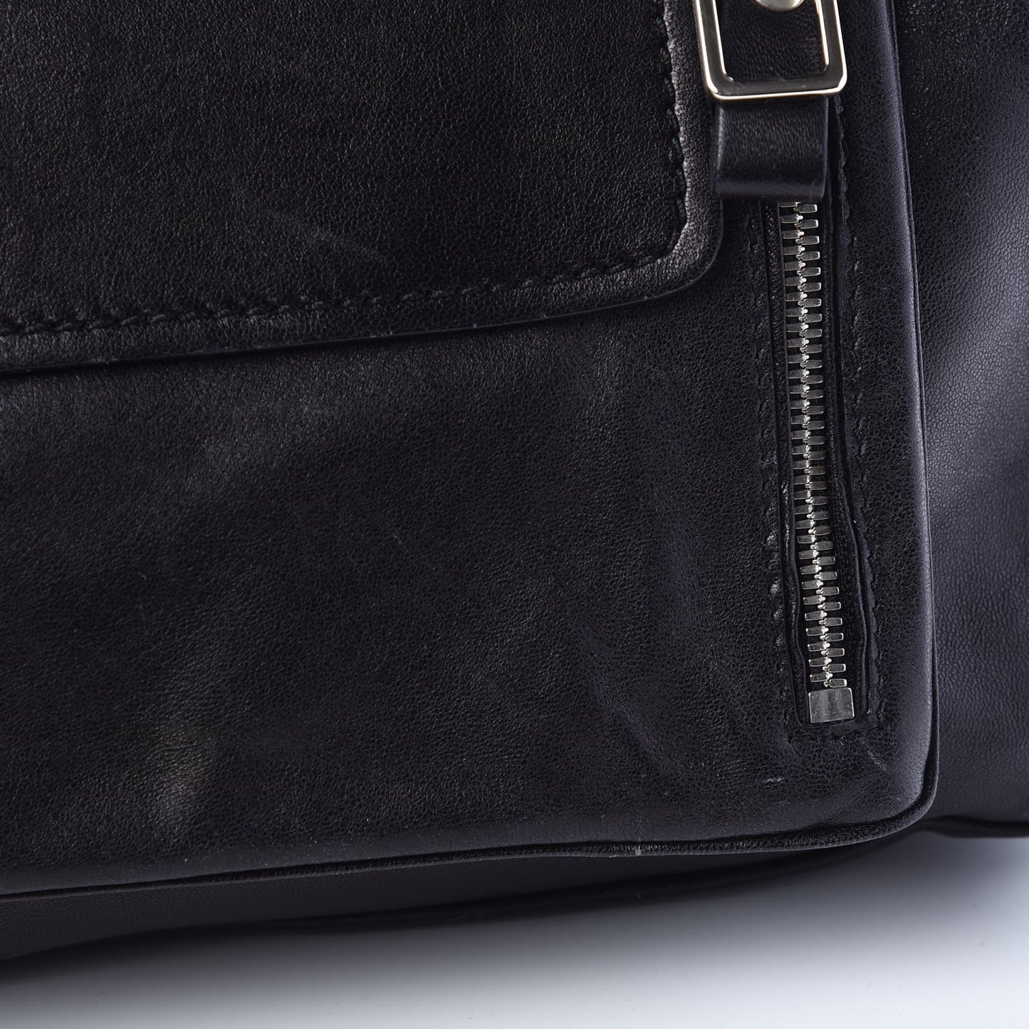 Calfskin Zipper Cutout Shoulder Bag Black