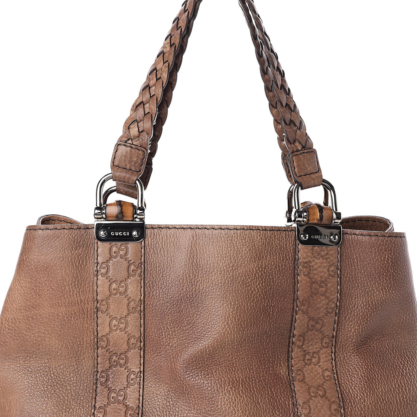 Calfskin Medium Bamboo Bar Tote Bag Brown