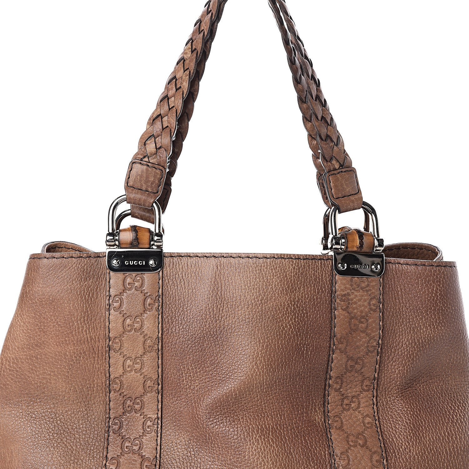Gucci Calfskin Medium Bamboo Bar Tote Bag Brown 6 of 8