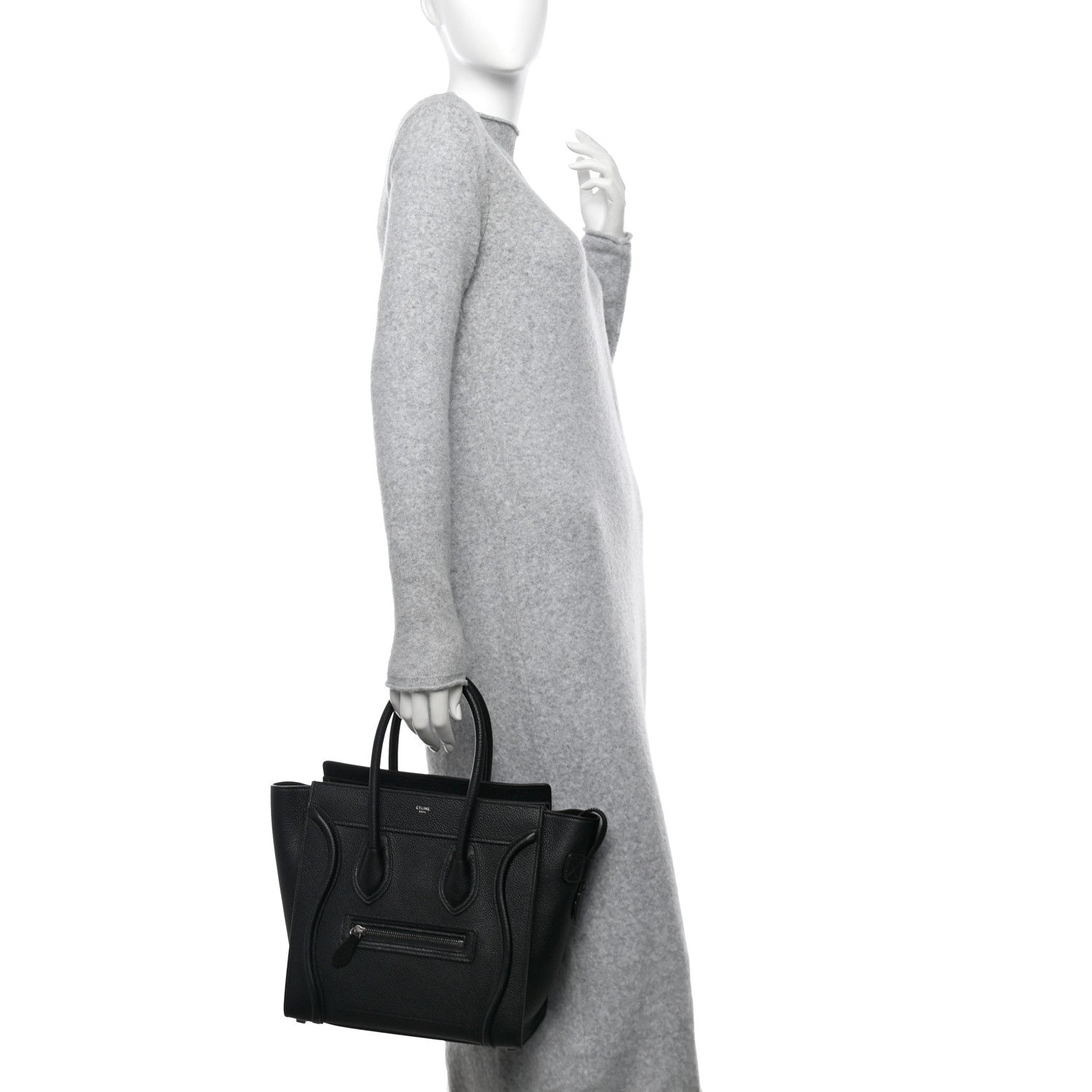 Celine Drummed Calfskin Micro Luggage Black 2 of 14
