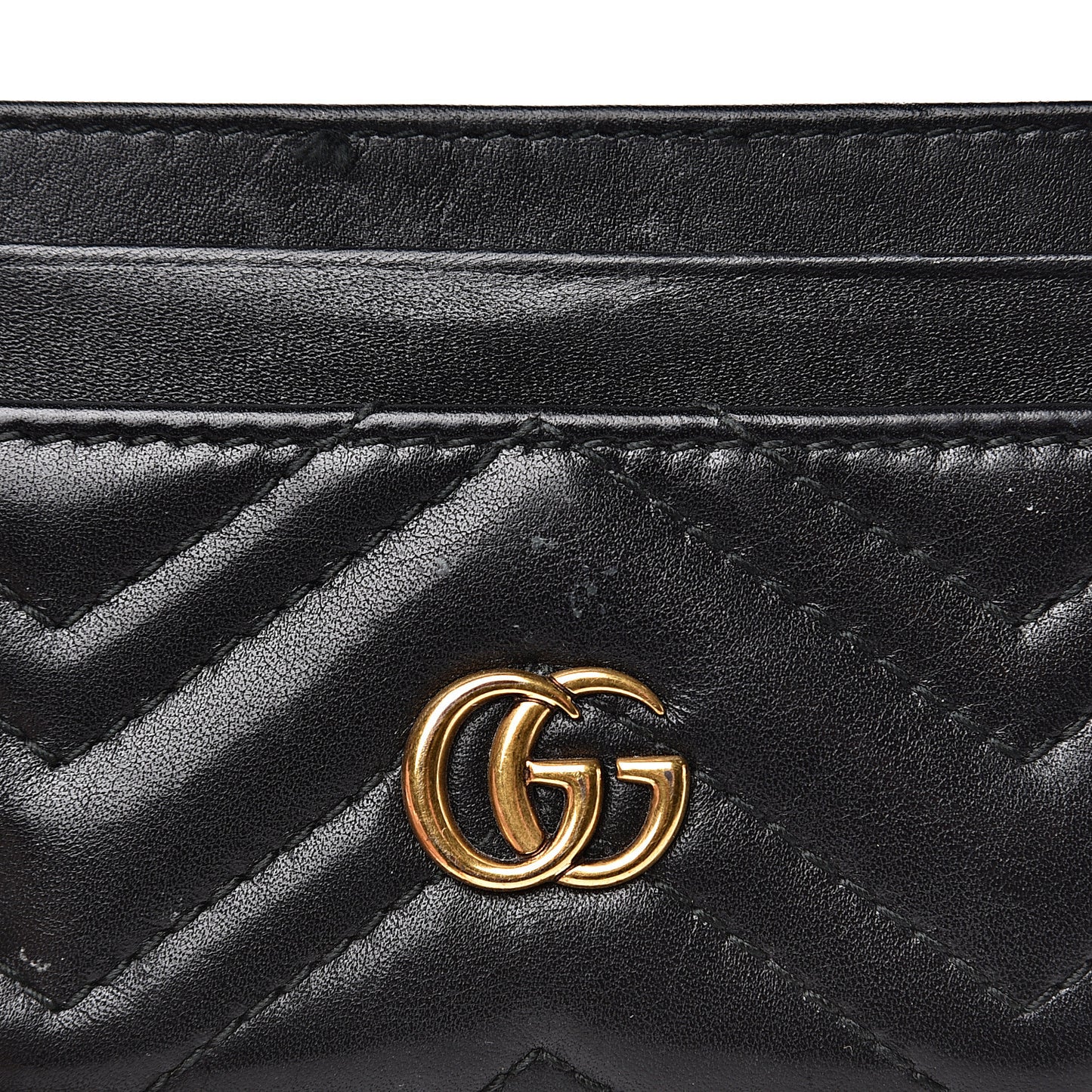 Calfskin Matelasse GG Marmont Card Holder Black