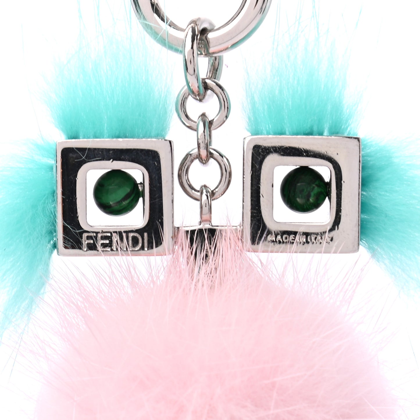 Mink Fur Hypnoteyes Chick Pom Pom Bag Charm Pink Light Blue