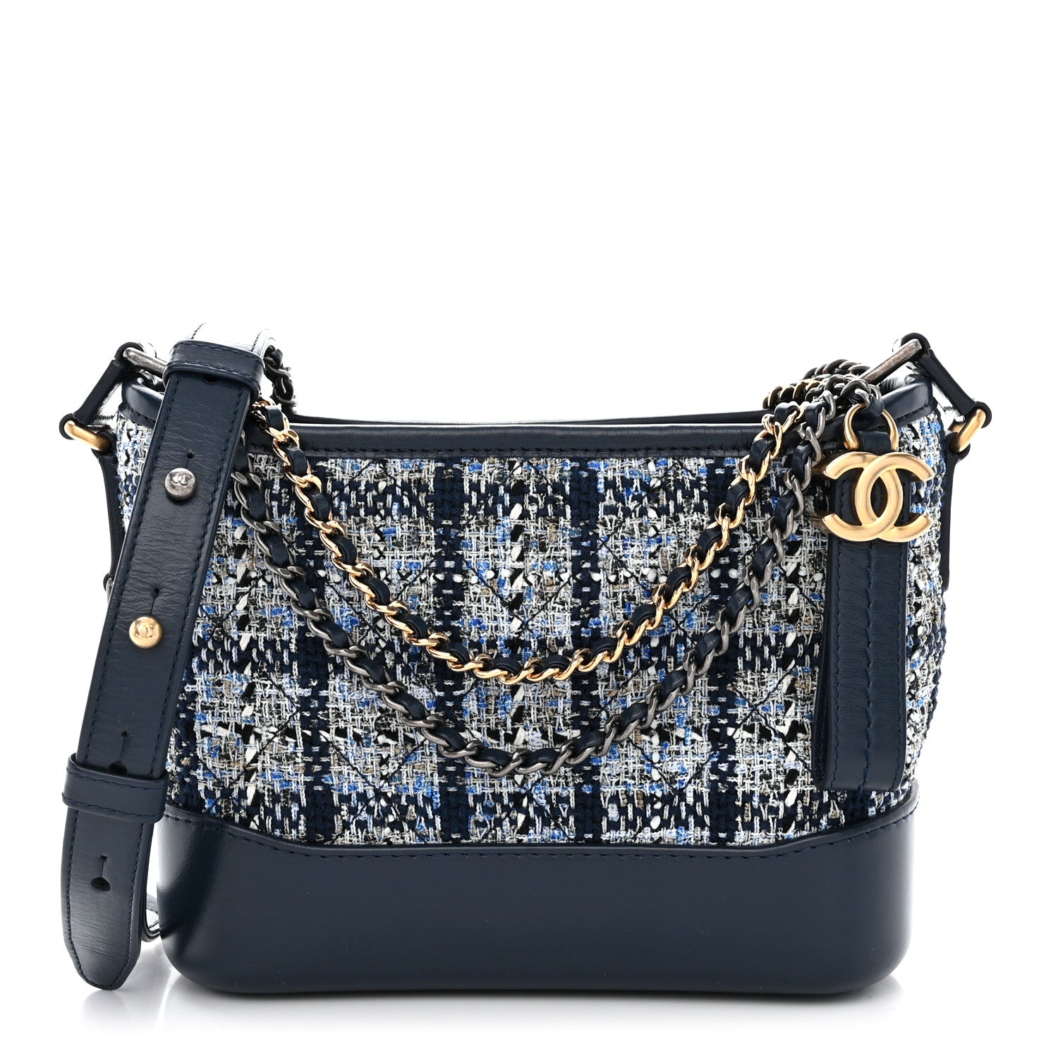 Chanel Tweed Calfskin Small Gabrielle Hobo Blue 1 of 10