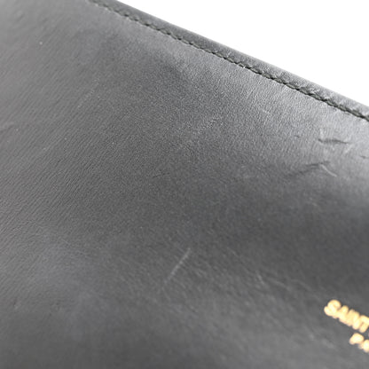 Saint Laurent Calfskin Patterned Cassandre Tassel Clutch Black 10 of 11