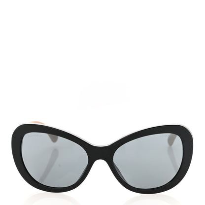 Chanel Acetate Cat Eye Sunglasses 5321 Black Beige 2 of 8