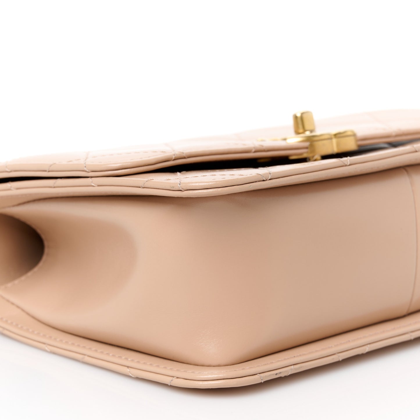 Calfskin Quilted Perfect Fit Flap Beige