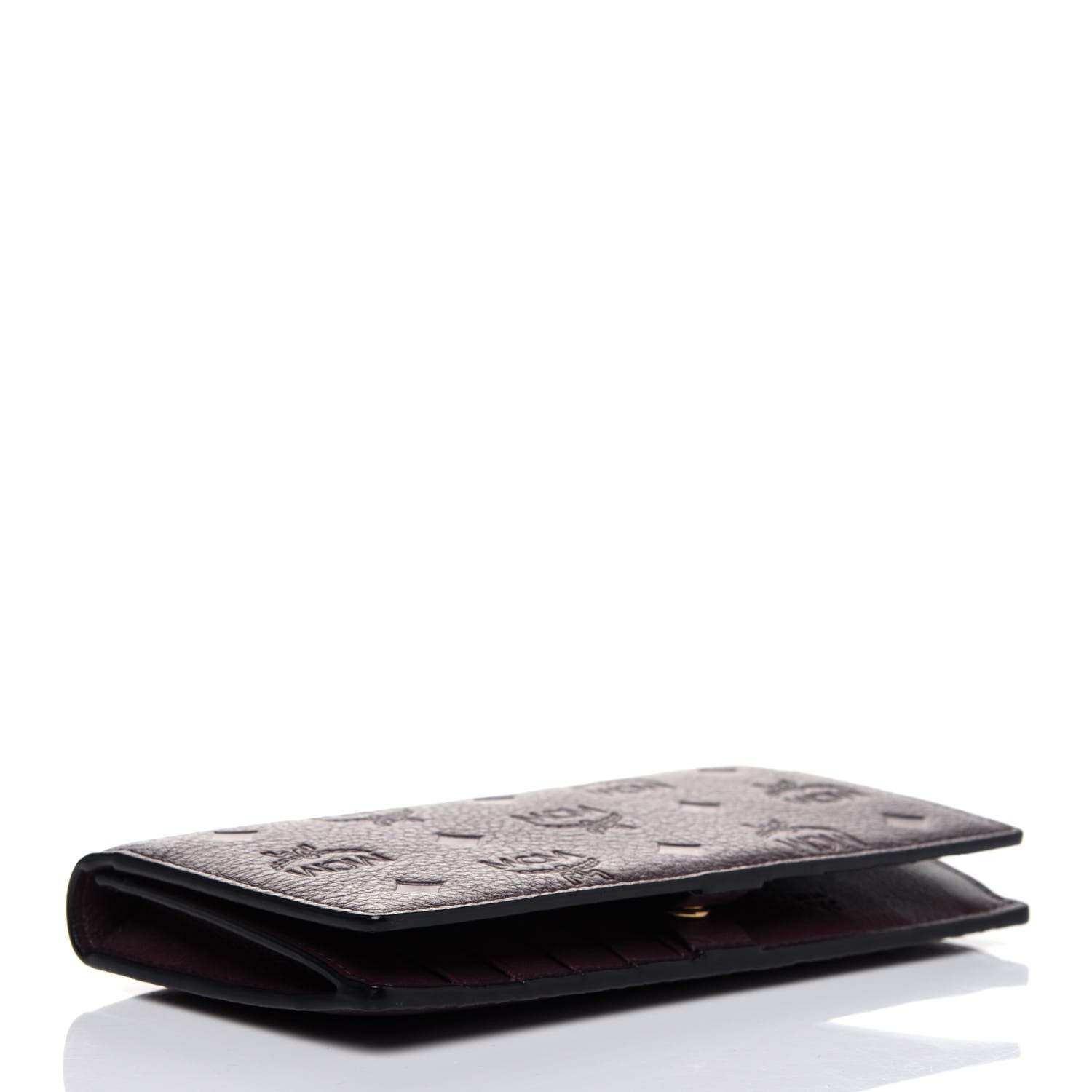 MCM Calfskin Signature Monogram Klara Two Fold Wallet Rustic Brown 4 of 13