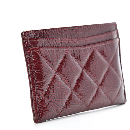 Chanel Distressed Patent Quilted Card Holder Bordeaux 2 of 8