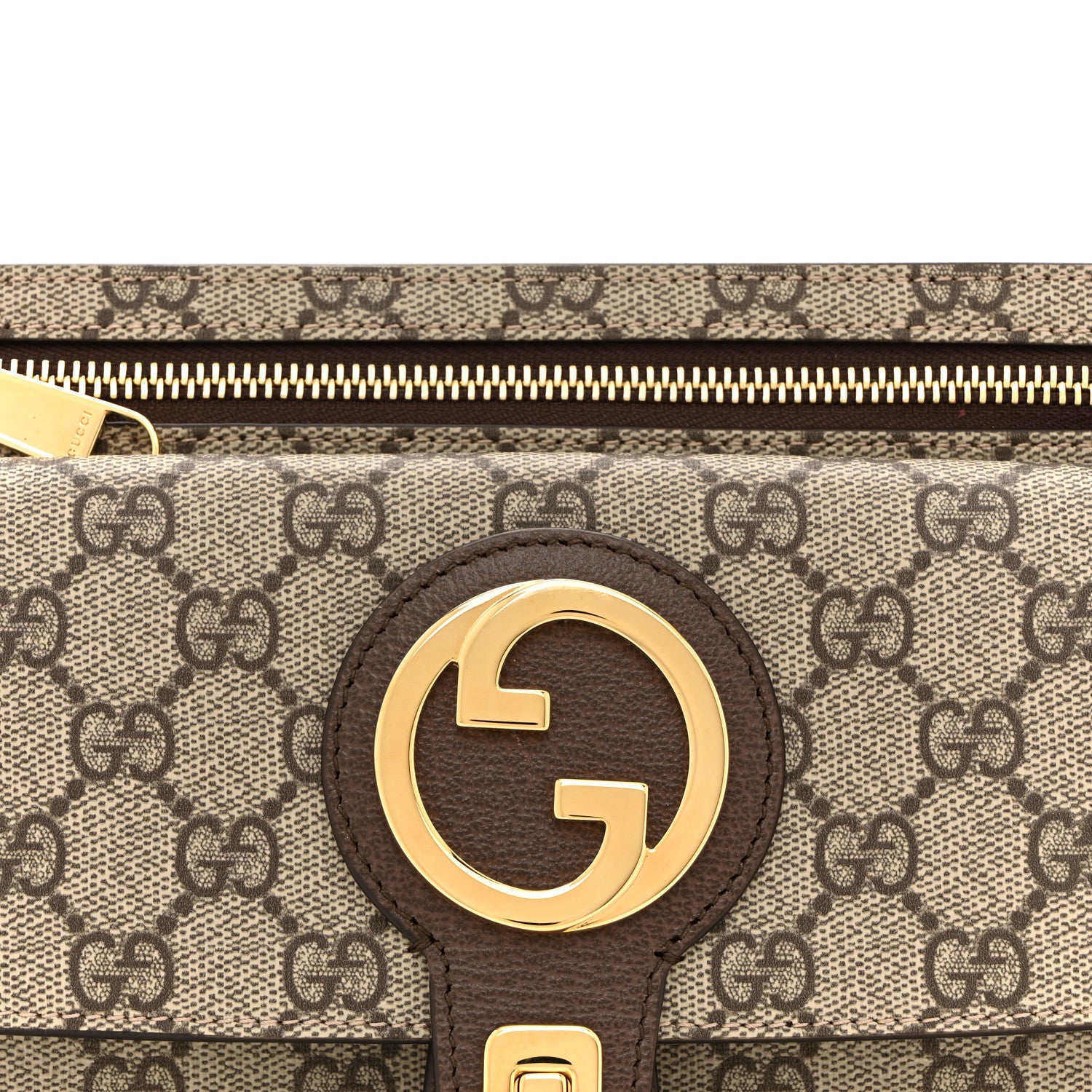 Gucci GG Supreme Monogram Textured Dollar Calfskin Blondie Belt Bag Beige Ebony New Acero 8 of 12