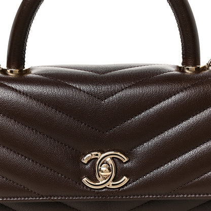 Chanel Goatskin Chevron Quilted Maxi East West Coco Handle Flap Dark Brown 9 of 11