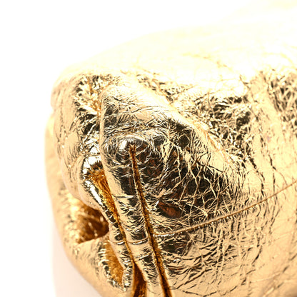 Bottega Veneta Metallic Crinkled Lambskin The Pouch Oversized Clutch Oro 12 of 13