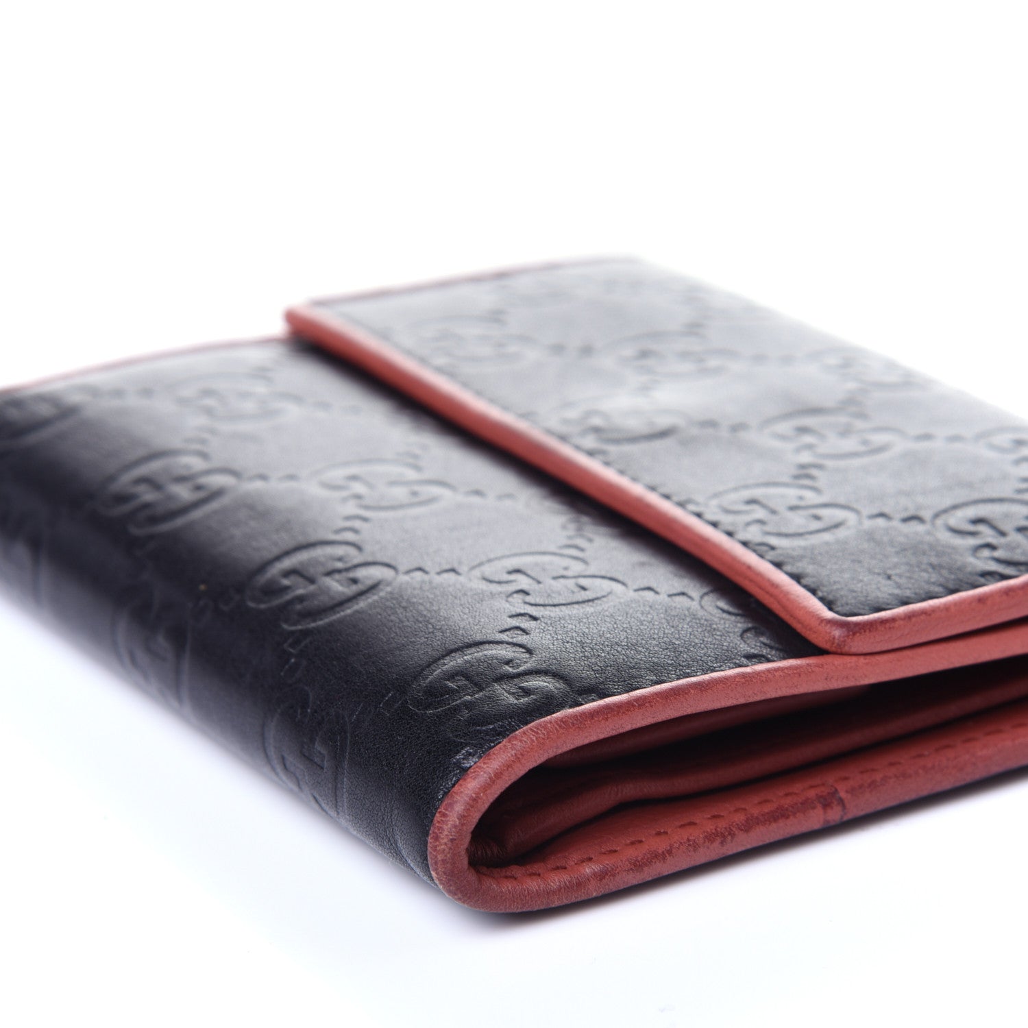 Gucci Guccissima Trifold Wallet Black Pink 7 of 12