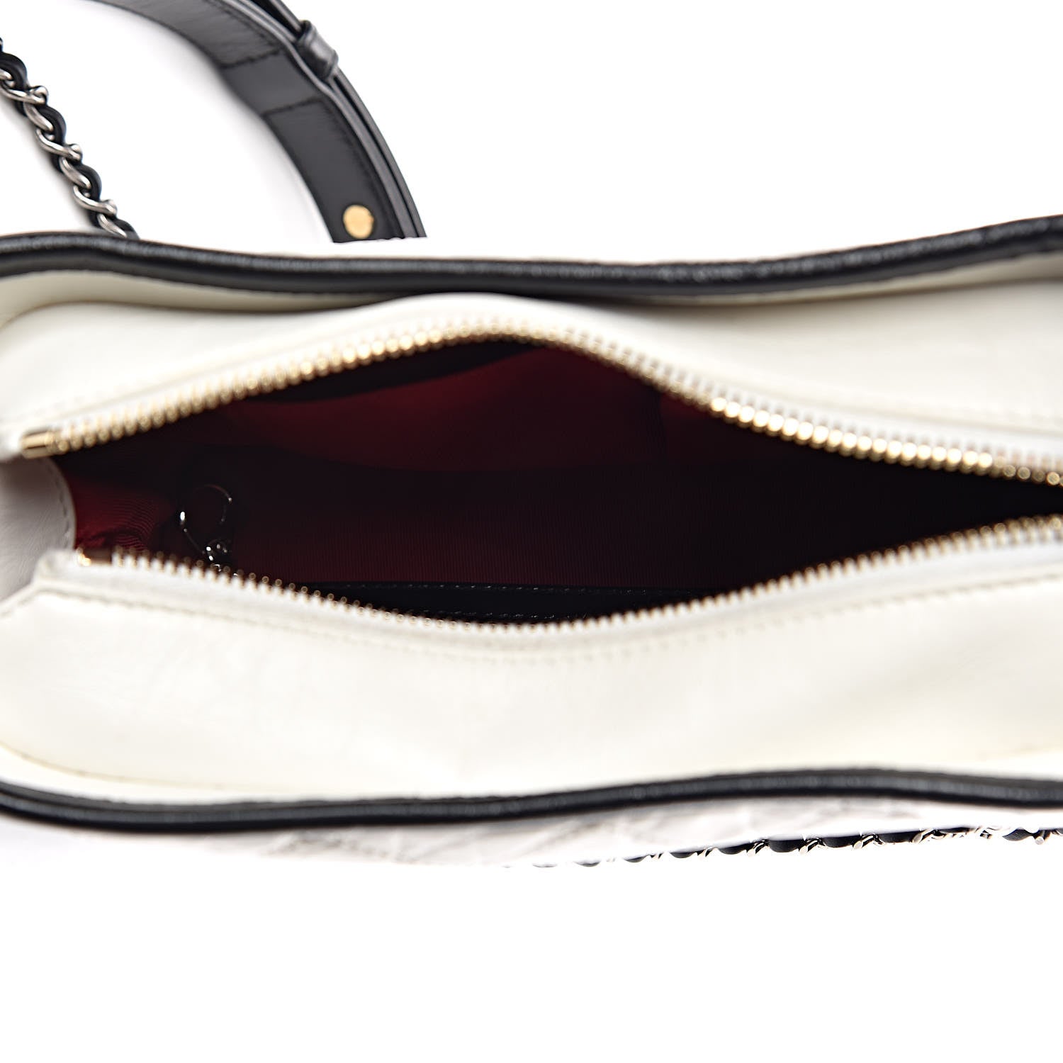 Chanel Aged Calfskin Quilted Small Gabrielle Hobo Black White 5 of 9