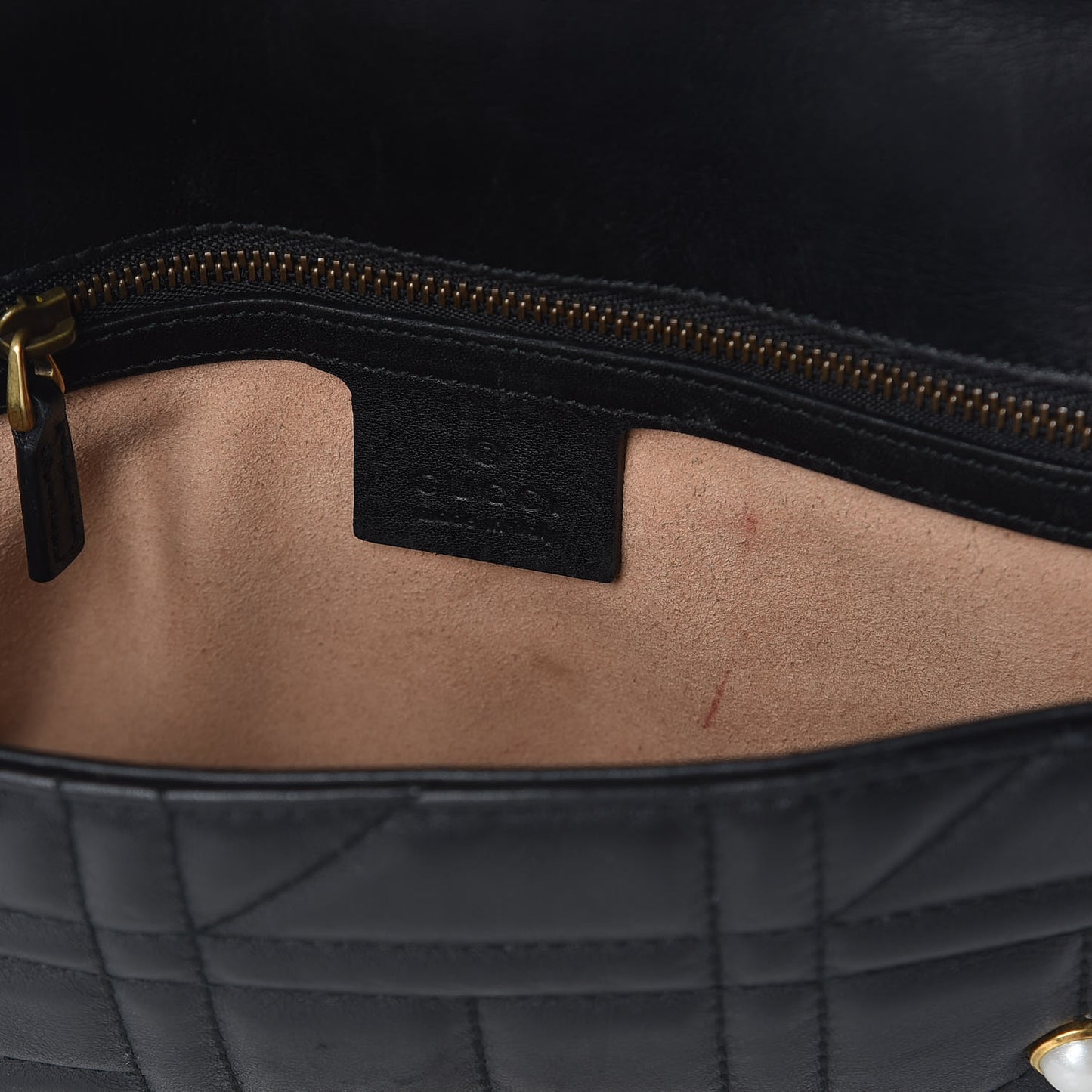 Calfskin Matelasse Studded Small Pearly GG Marmont Shoulder Bag Black