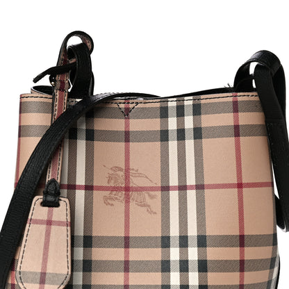 Burberry Haymarket Check Colours Small Lorne Bucket Crossbody Black 7 of 10
