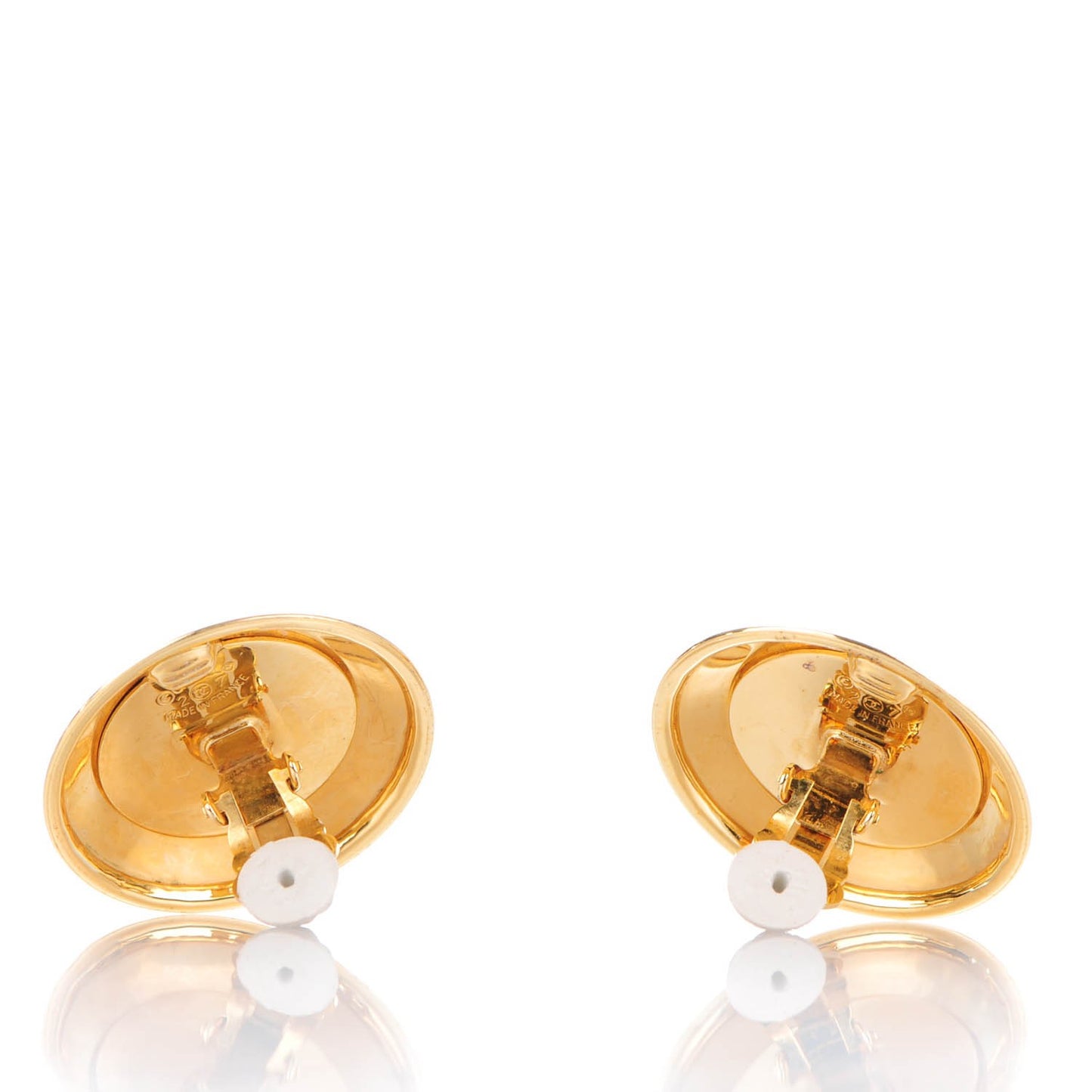 Resin Camellia Clip On Earrings Gold