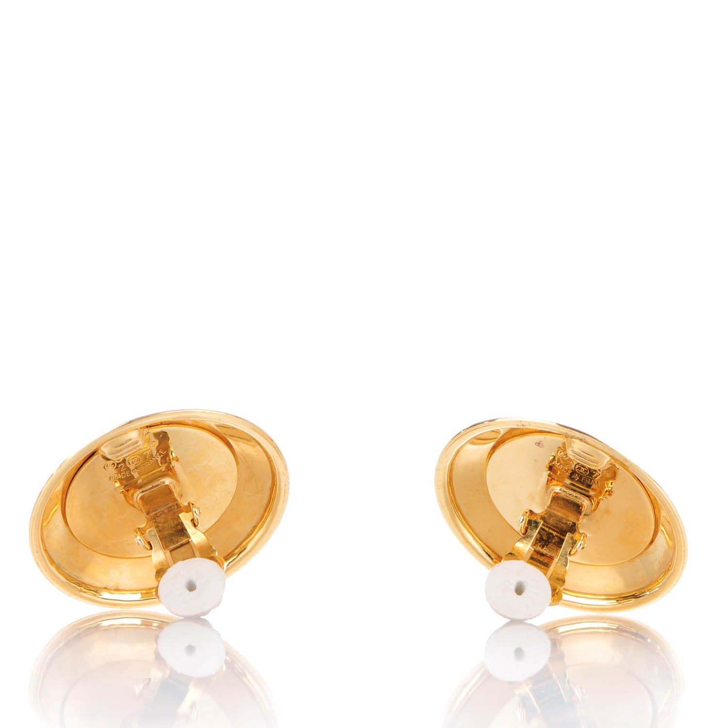 Chanel Resin Camellia Clip On Earrings Gold 3 of 4