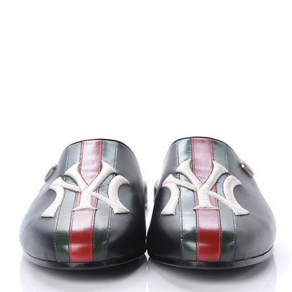 Gucci X MLB Lambskin NY Yankees Embroidered Mens GG Slippers 9.5 Black 2 of 8