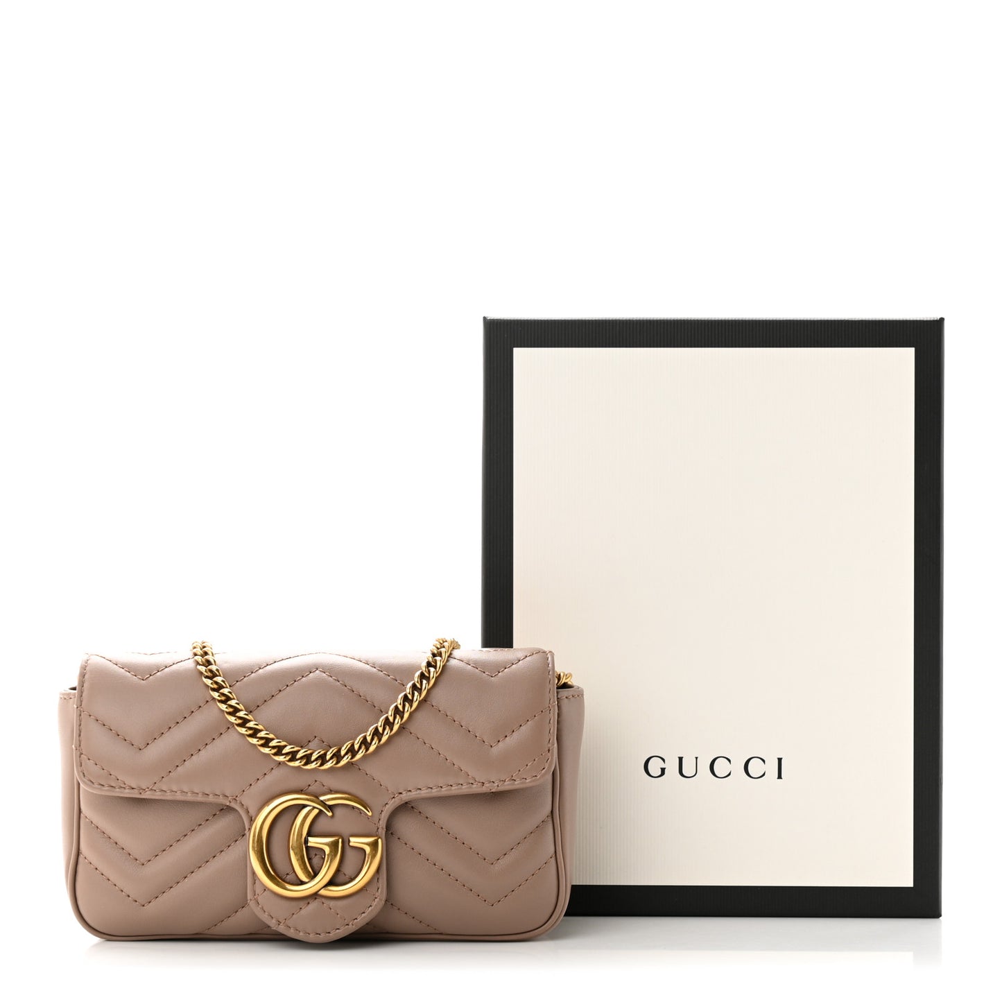 Calfskin Matelasse Super Mini GG Marmont Shoulder Bag Porcelain Rose