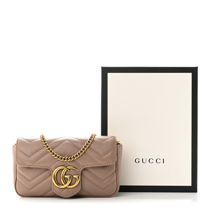 Gucci Calfskin Matelasse Super Mini GG Marmont Shoulder Bag Porcelain Rose 11 of 11