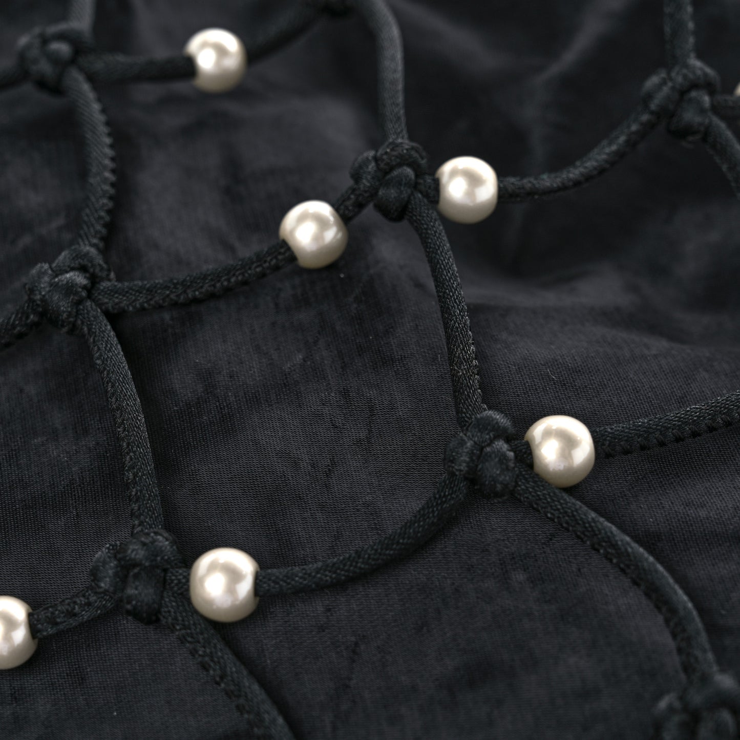 Nylon Pearl Coco Beach Net Tote Black