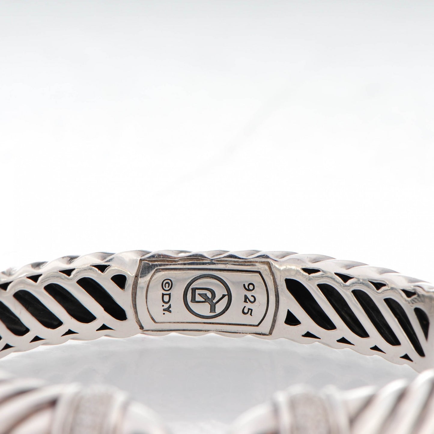 Sterling Silver Pave Diamond 10mm Sculpted Cable Bracelet Medium