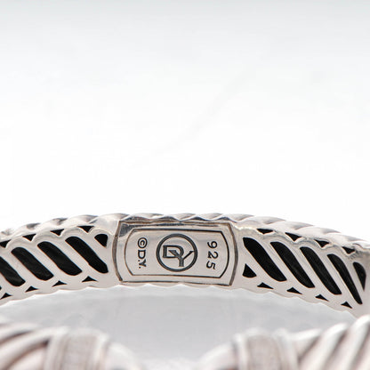 David Yurman Sterling Silver Pave Diamond 10mm Sculpted Cable Bracelet Medium 3 of 4