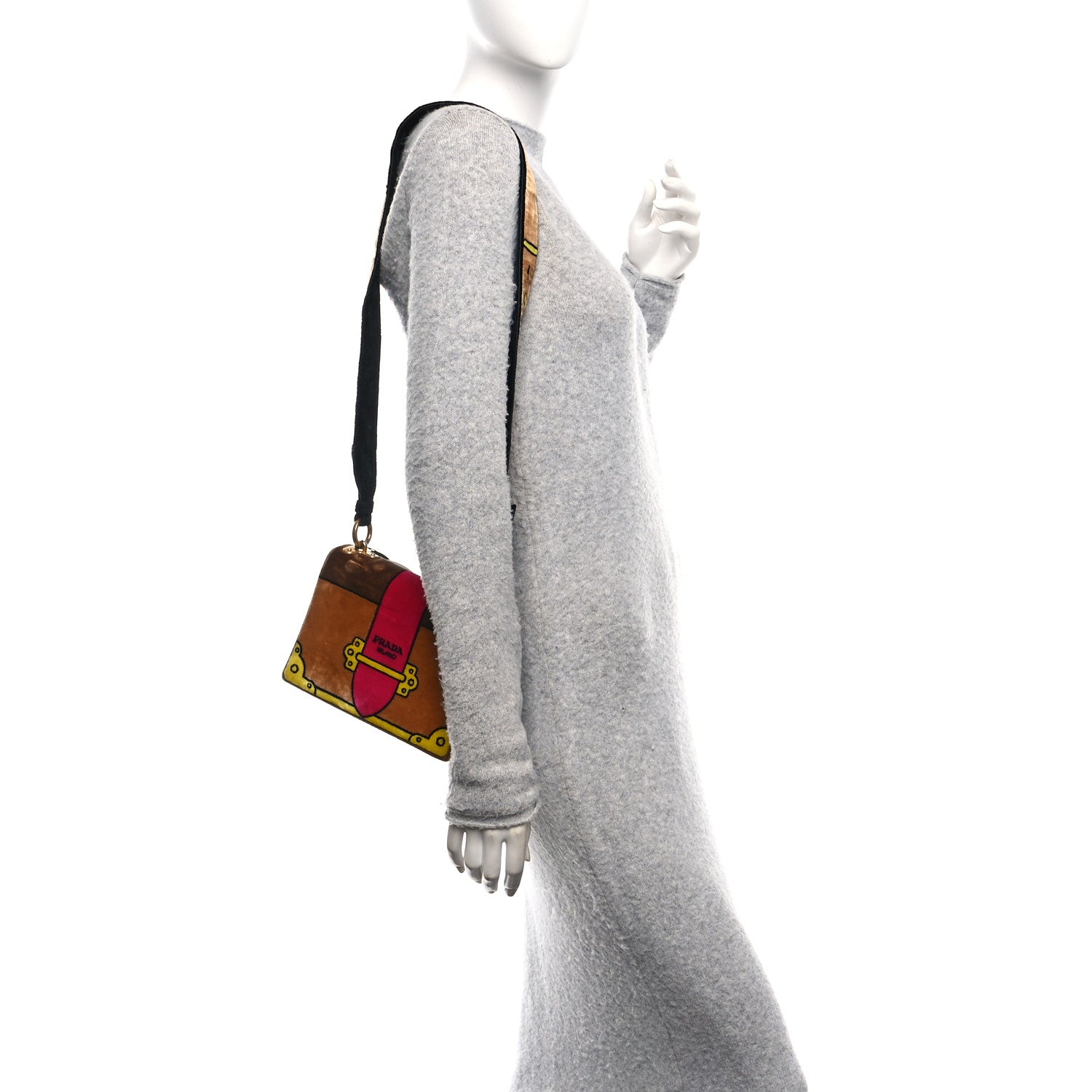 Prada Velluto Ricamo Cahier Shoulder Bag Cammello 2 of 9